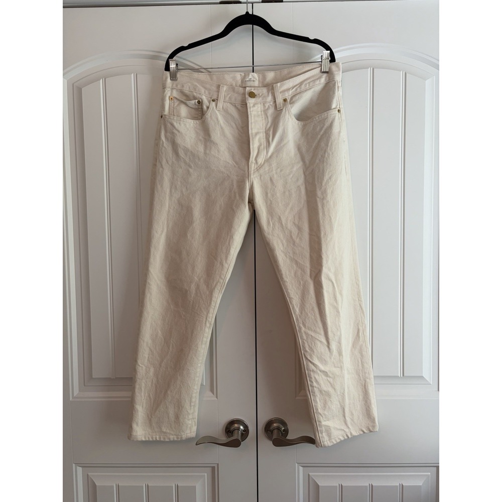 Sid Mashburn Straight Leg Men's Size 36 x 26 Gold Button Fly Denim Jeans Cream